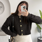 Choco Brown Braided Cardigan With Golden Buttons
