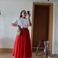 Red Asymmetrical Crinkled Chiffon Skirt