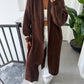 Brown Fluffy Heavy Longline Coat Cardigan