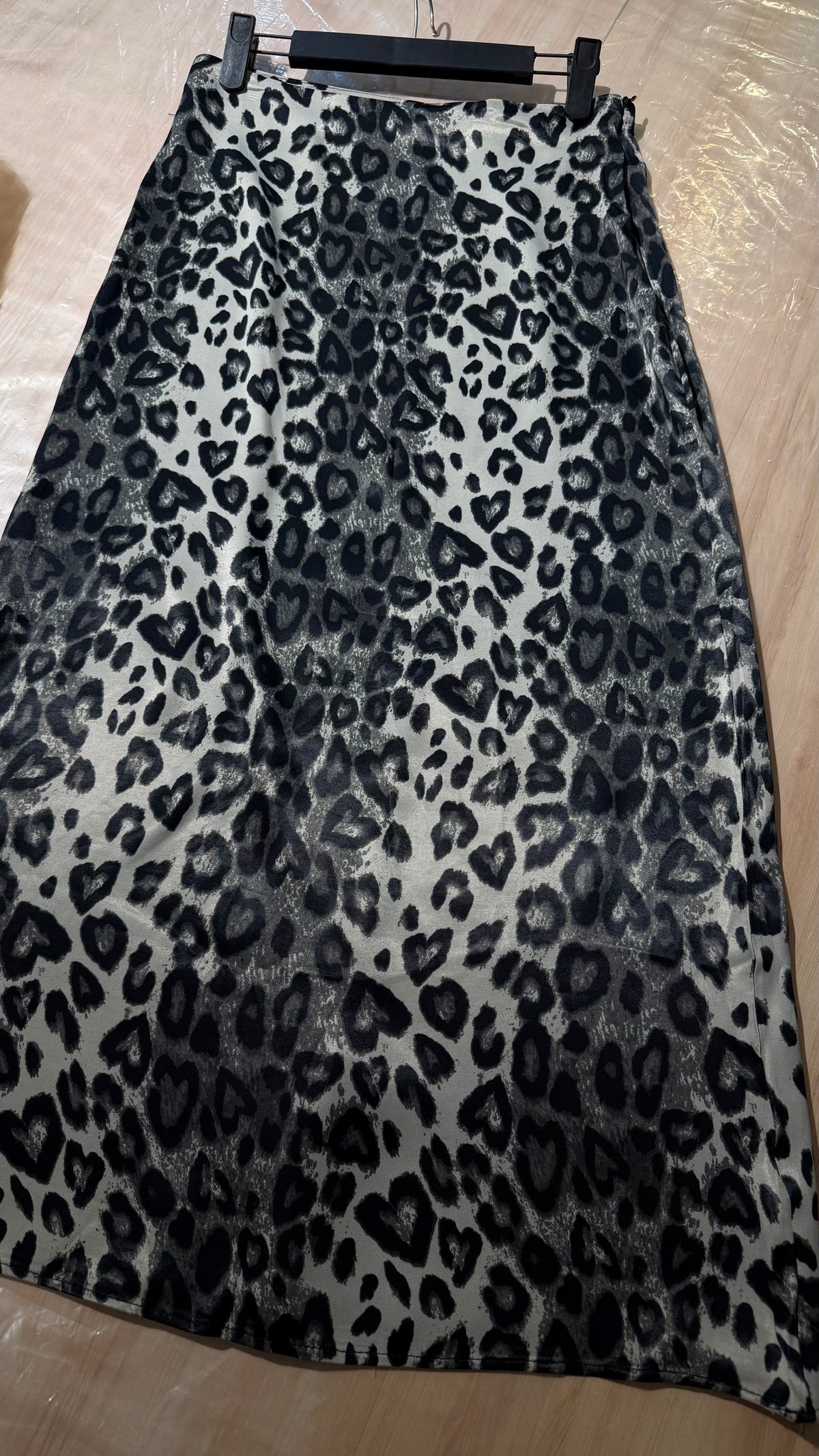 Leopard A Line Satin Skirt