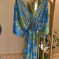 The Italian Blue Green Paisly Dress With Embroiderey & Tassels