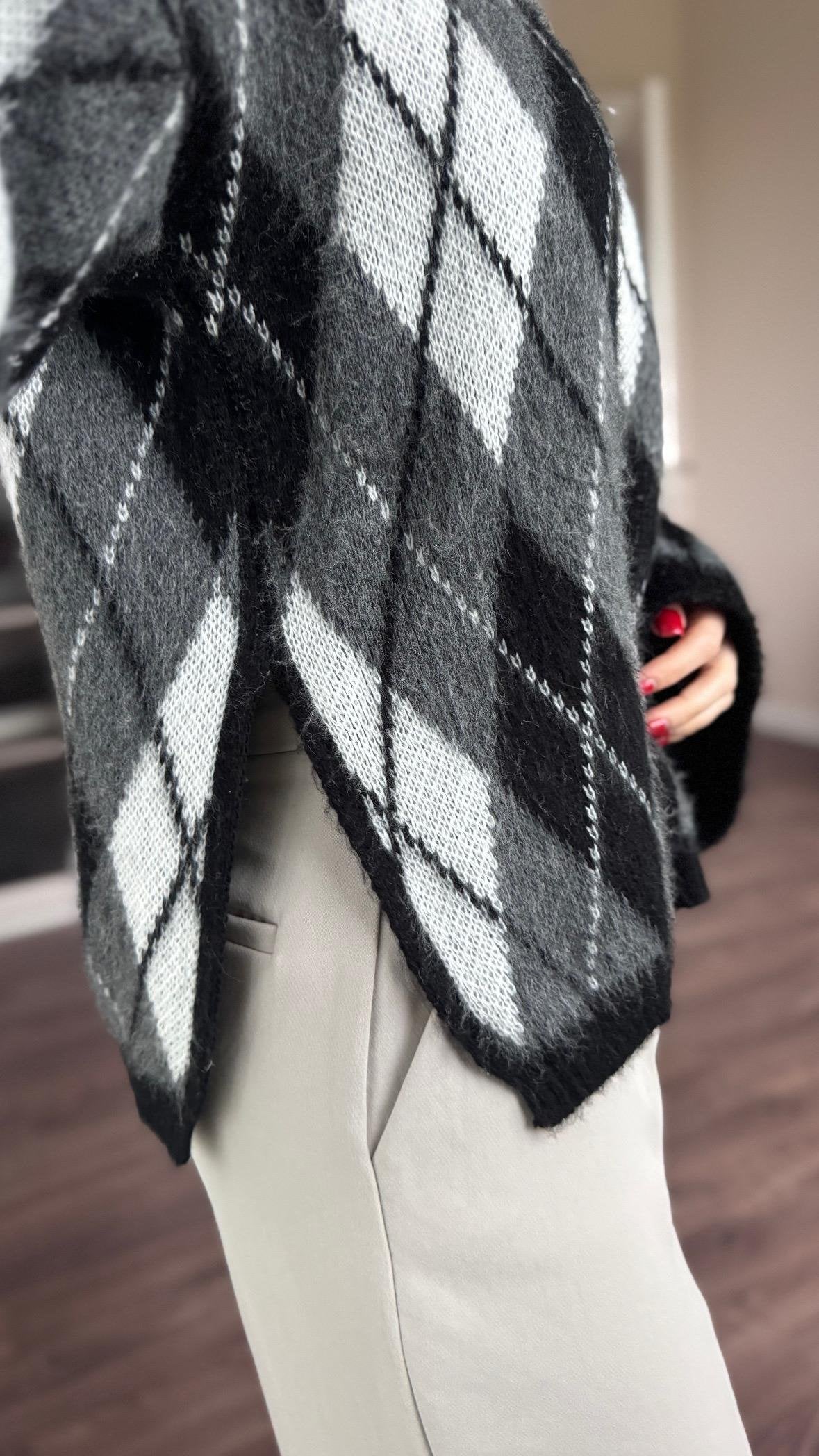Black X Grey Baklava Pullover With Slits