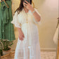 White Cut Out Dress With Butterfly Sleeves