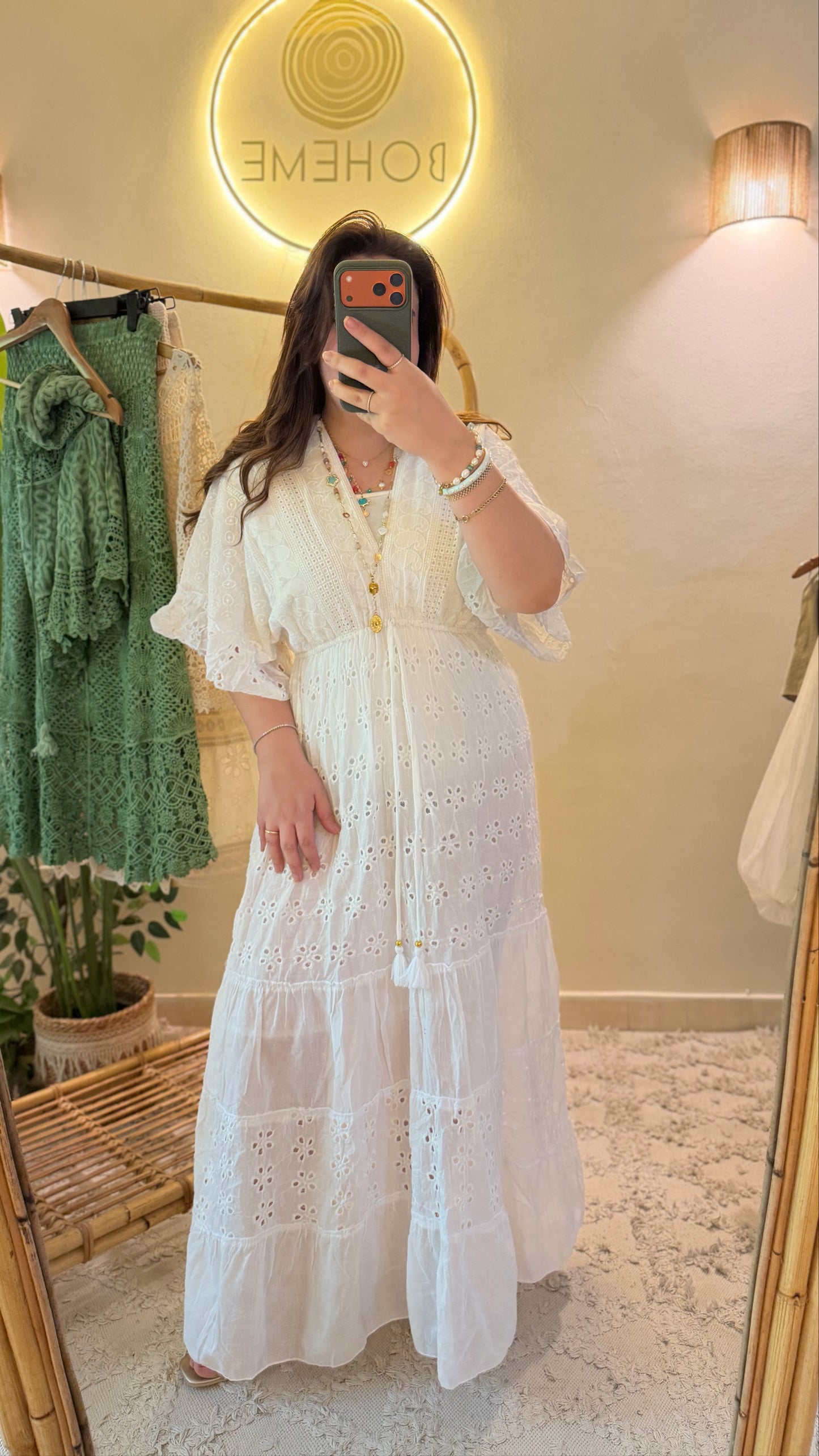 White Cut Out Dress With Butterfly Sleeves