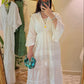 White Cut Out Maxi Dress With Bell Sleeves