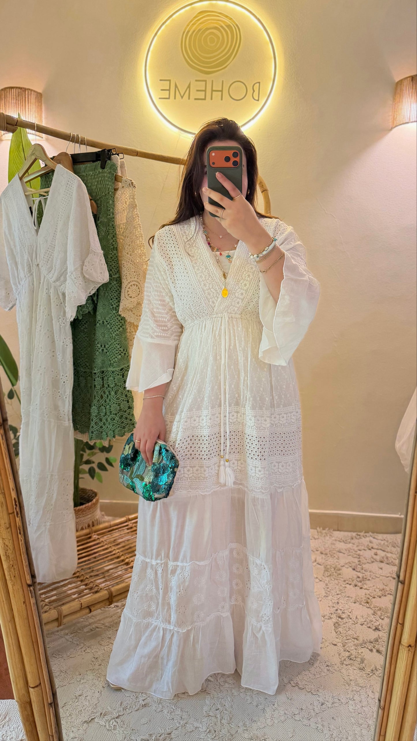 White Cut Out Maxi Dress With Bell Sleeves