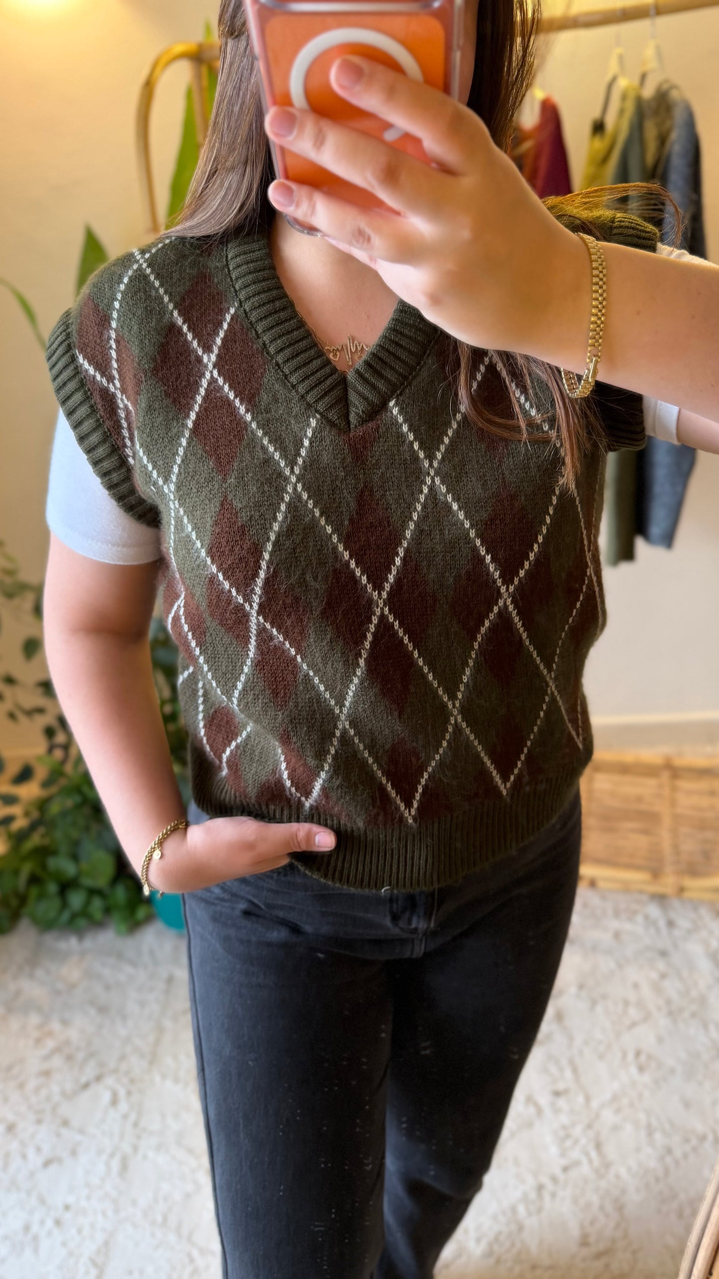 Olive X Brown Baklava Triko Vest