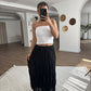 Black Crinkled Cotton Inlined Skirt