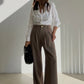 Olive Classic Pants With Golden Button