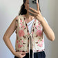 Linen Floral Pink Embroidered Vest