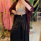 Black Cotton Golden Threads Skirt Pants