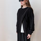 Black Melton Sweatshirt With Side Slit