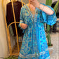 The Italian Aqua Embroidery Dress With Tassels