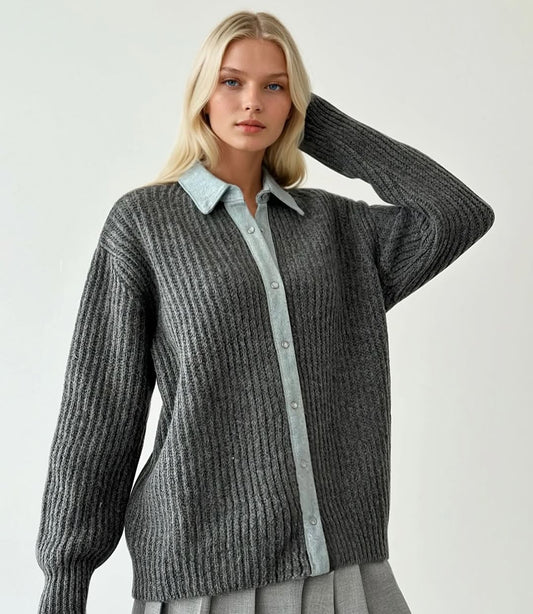 Grey X Denim Wool Jacket