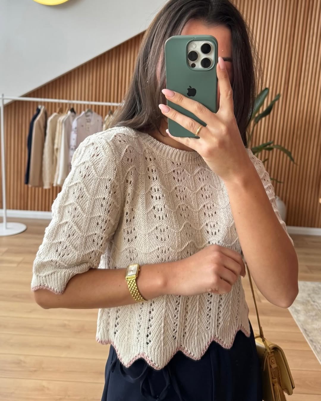 Off White X Pink Zigzag Crochet Top