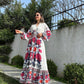 Off White X Purple Floral Pattern Belted Dress