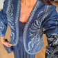 Dark Blue Sequined Denim Jacket