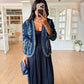 Dark Blue Sequined Denim Jacket