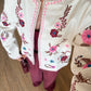 Off White Pink Floral Embroidered Jacket