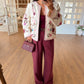 Off White Pink Floral Embroidered Jacket