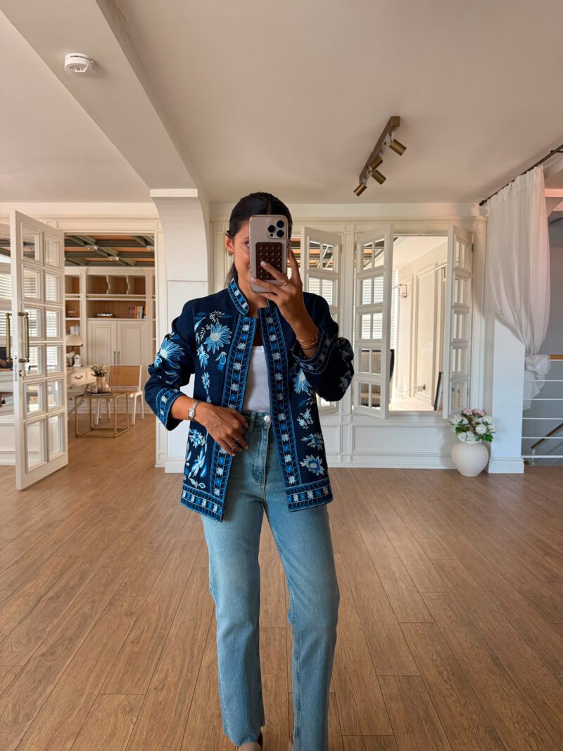 Persian Floral Navy Embroidered Jacket