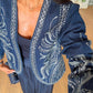 Dark Blue Sequined Denim Jacket