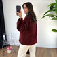 Maroon Round Neck Pullover With Bell Sleeves