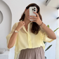 Butter Yellow Oversized 3/4 Sleeve Shirt