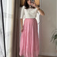 Pink Crinkled Cotton Inlined Skirt