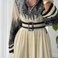 Black Leaves Shirt Dress With Belt