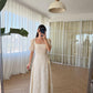 Cream Vintage Embroidered Dress With Square Neck