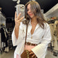 White Wrap Tie Shirt