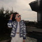 Cotton Embroidered Blue White Cardigan Jacket