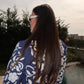 Cotton Embroidered Blue White Cardigan Jacket