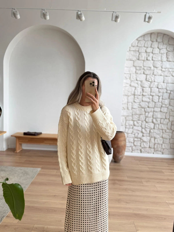 Cream Braided Pullover