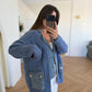 Denim X Blue Triko Cardigan With Double Pockets