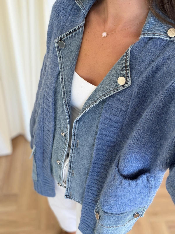 Denim X Blue Triko Cardigan With Double Pockets