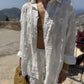 White Embroidered Floral Shirt & Pants Set