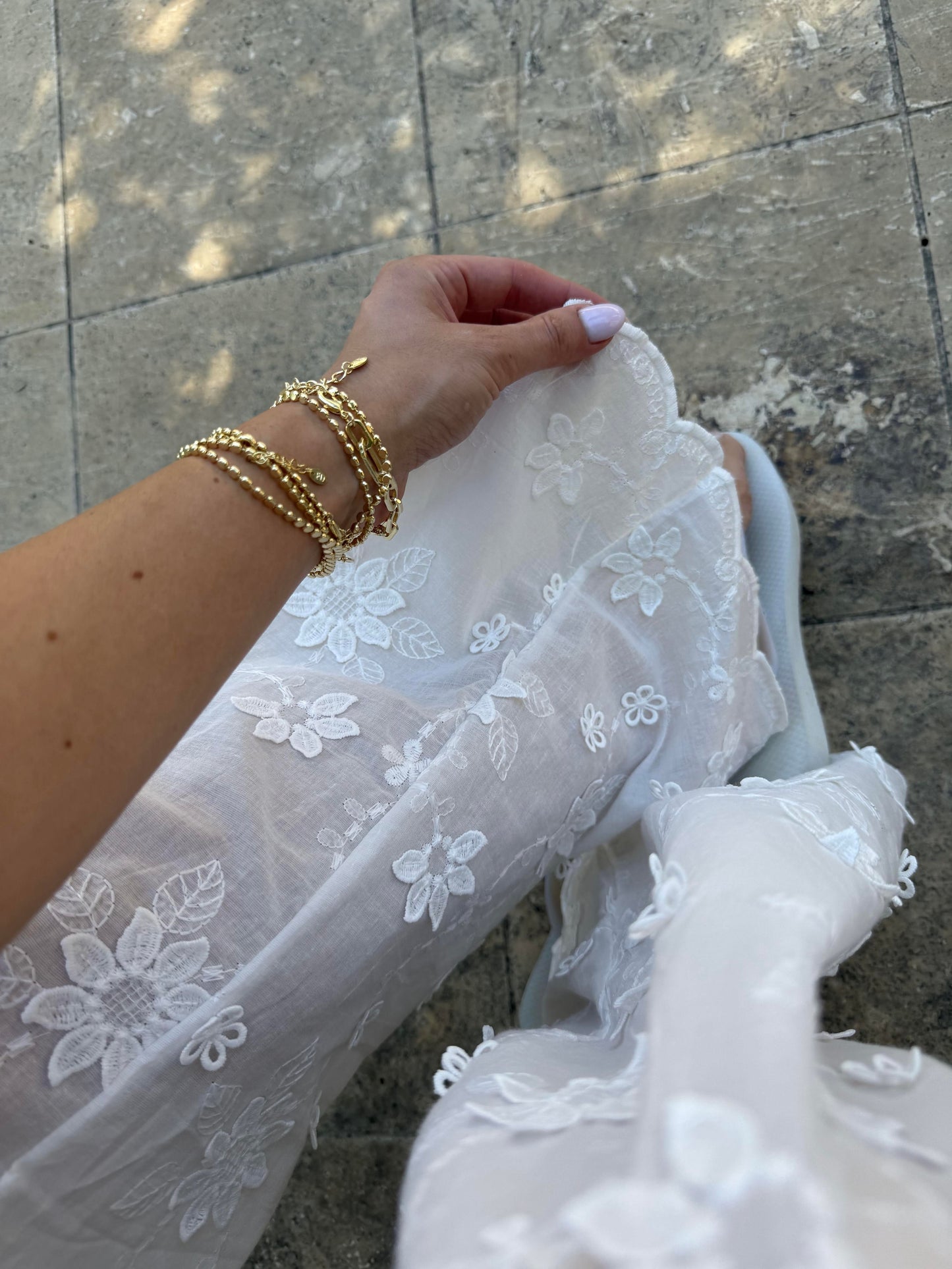 White Embroidered Floral Shirt & Pants Set