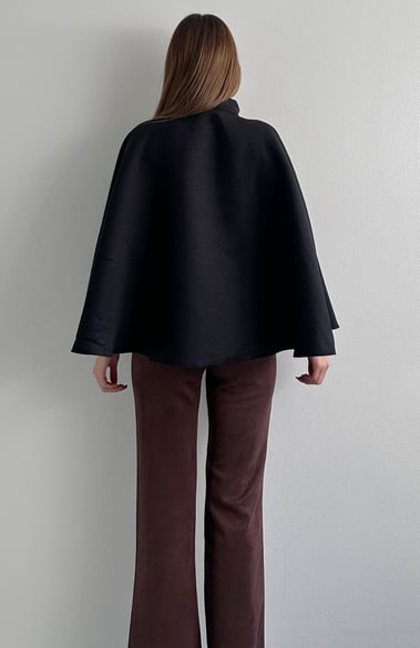 Black Suede Belted Poncho