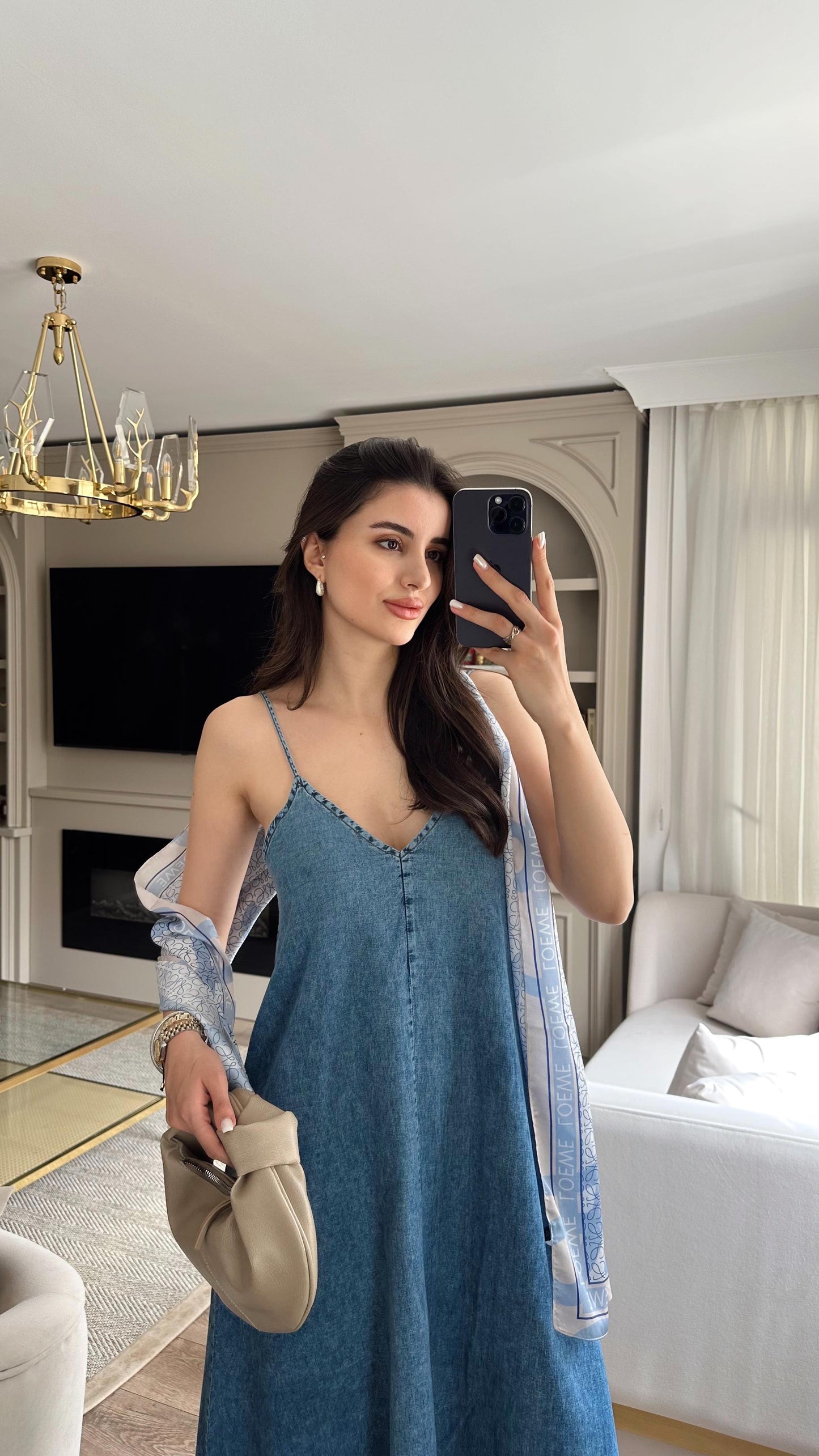 Blue Denim Straps Dress
