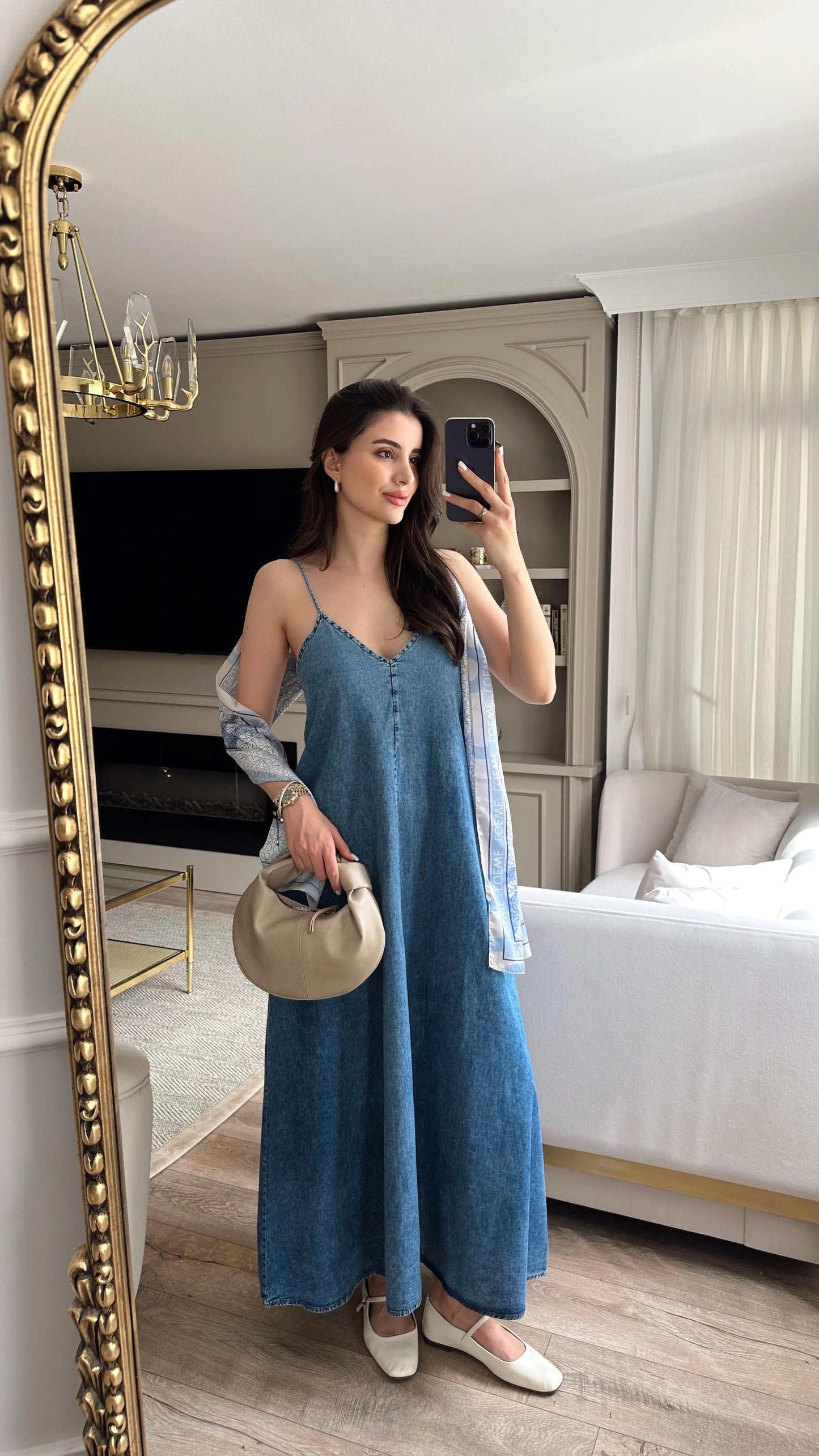 Blue Denim Straps Dress