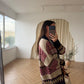 Navy X Red Vintage Cardigan With Leather Belt