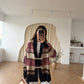 Navy X Red Vintage Cardigan With Leather Belt