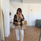 Brown X Orange Vintage Cardigan With Leather Belt