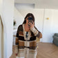 Brown X Orange Vintage Cardigan With Leather Belt