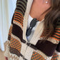 Brown X Orange Vintage Cardigan With Leather Belt