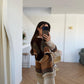 Brown X Orange Vintage Cardigan With Leather Belt