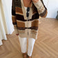 Brown X Orange Vintage Cardigan With Leather Belt