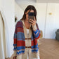 Blue X Orange Vintage Cardigan With Leather Belt